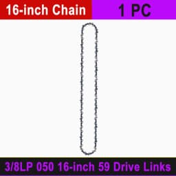 Electric Chainsaw Chain Long-lasting 16" Chain Saw Blade w/ 59 Drive Links 3/8"LP Pitch Premium Alloy Rounded Teeth for Woodwork