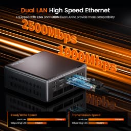 PELADN WO4 Mini Gaming PC - AMD Ryzen 5 5600H((6C/12T, up to 4.2Ghz,Beats 5700U/7430U) 16GB Dual Channel RAM 512GB SSD, Mini Desktop Computer with Dual NIC LAN 2.5Gbe, WiFi6, BT5.2, Type-C,sUPPORT Triple-Display Windows 11 Pro