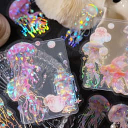 20pcs Twinkle Jellyfish Stickers Pack Laser Silver Collage for Junk Journal DIY Scrapbooking PET Aesthetic Decor