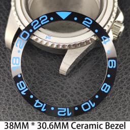 Sloping 38mm * 30.6mm Ceramic/Aluminum Bezel GMT and Diving Watch Insert Fits for 40mm Men's Watch Case Bezel Replacement Insert