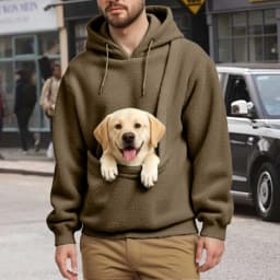 Hot Selling Hoodie 2025 Man Pullover Unisex Cat And Dog Bag Hooded Sweatshirt Pocket Pet Bag Holder Fleece Sweatshirts For Man