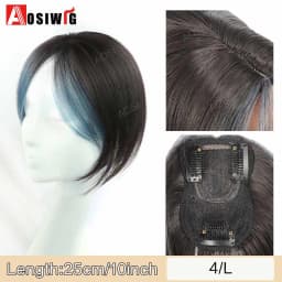 Long Straight Topper Hair Piece With Bangs Invisible Seamless Clip Overhead Toupee Invisible Replacement block Cover White Hair