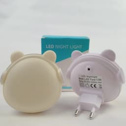 2pc Night Lights Plug into Wall Auto Dusk to Dawn Sensor Earphone Bear Cute LED Nightlight For Kids Nursery Bedroom Decoration