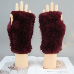 2026 New Fashion Real Rex Rabbit Fur Gloves Women Winter Genuine Fur Mittens Girl Fingerless Gloves Wrist Warmer Elastic Fluffy