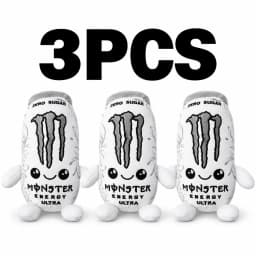 Black White m-o-n-s-t-e-r Energy Can Shaped Plush Toy Zero Sugar Theme Soft Stuffed Doll Desktop Decor Holiday Gift