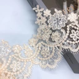1Yard/13cm White Ivory Sequin Cording Fabric Flower Venise Venice Mesh Lace Trim Applique Sewing Craft for Wedding Dec.