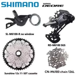 SHIMANO DEORE M6100 Groupset SL RD CN CS M6100 For 1x12s MTB Rear Derailleur 10-51T Cassette Sunshine K7 DEORE 12S 4pcs Kit