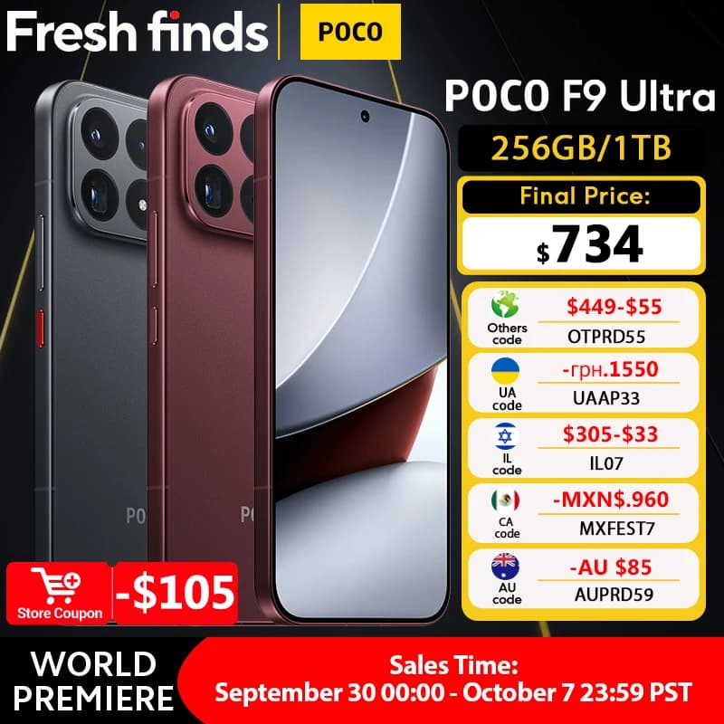 【World Premiere】Global Version POCO F9 Ultra Smartphone Snapdragon 8 Elite Gen 5 200MP 6.9" 185Hz AMOLED display 8050mAh battery