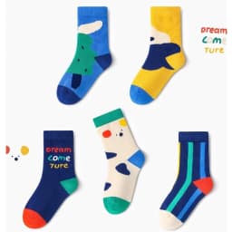 5 Pairs Children's Socks Spring Autumn Socks Kids Boys Cotton Socks Baby Cartoon Pattern Medium Sock
