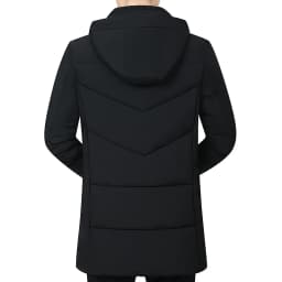 Hooded Winter Down Cotton Coat for Men Parkas Thickened Solid Color Padded Cardigan Midi Length Zip Up Men's Warm Jacket