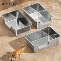 Extra Large Stainless Steel Litter Box, Non-Stick Odor-Free Metal Pan (Easy Clean, Hygienic Tray for Multiple Cats, Small Pets)