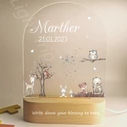 Customized Baby Birth Night Light Personalized Name Animal Bear Bunny Rabbit with USB Lamp for Bedroom Birthday Christmas Gift