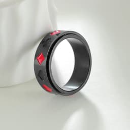 8mm Black Stainless Steel Rotatable Ring for Men Punk Vintage Lucky Playing Card Poker Mens Accessories