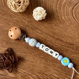 Personalized Name Cute Pacifier Chain - Adjustable Silicone Teether Clip for Babies