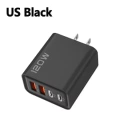 120W USB-C Charger 4 Ports PD Quick Charge 3.0 Type-C USB Phone Chargers Fast Charging Adapter For IPhone17 16 15 Xiaomi Samsung
