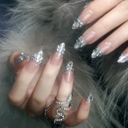 24pcs Autumn Leopard Pattern Fake Nail Tips Shiny Large Crystal French Wearable Press on Nails Spice Girls Fashion False Nails