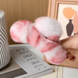 Natural Rex Rabbit Fur Big Crab Hair Clip for Girls Rabbit Hair Claw Clips Cute Ponytail Women's Barrettes Fluffy Hair Crab