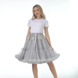 Skirt Length 55cm Women Tutu Skirt Solid Fluffy Tulle Princess Ball Gown Pettiskirt Ladys Ballet Party Performance Dress PP008