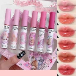 6Set Matte Lip Gloss AB Two Sets Not Stained with Cup Mouth Red Lip Gloss Moisturizing Long Lasting Not Easy To Fade Lip Gloss