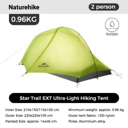 Naturehike Star Trail EXT Hiking Tent 1 2 Person Tent 10D Nylon Ultralight Camping Backpacking Trekking Waterproof Shelter Tent