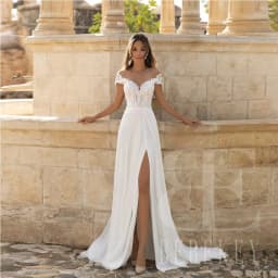 BEBEKEY Customized Elegant Lace Wedding Dress Appliques Wedding Party Gown A-Line Bridal Dresses Side Split Formal Gowns Robe