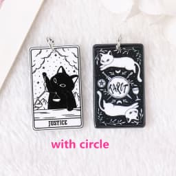 8Pcs 39*23 MM Black White Cat Tarot Card Charms Creative Acrylic Sun Moon And Lovers Jewelry For Earring Necklace Diy