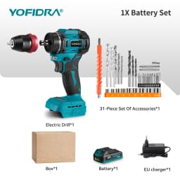YOFIDRA 2 IN1 Brushless Electric Screwdriver Hammer Cordless Drill Impact Multifunctional Power Tool For Makita 21V Battery Pin
