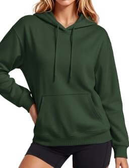 TACVASEN Women Fleece Lined Pullover Hoodie Solid Color Warm Hooded Sweatshirt with Kangaroo Pocket Adjustable Drawstring Casual