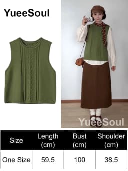 Green Knit Vest Printed Sleeveless Pullover Oversized Women Sweater Vest 2026 New Y2K Vintage Knitwear Women's Autumn Clothing