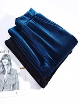Women's pants with many reviews flared pants ice silk pants wide leg pants, high waisted blue loose straight leg pants 6XL