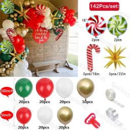 Christmas Balloon Arch Green Gold Red Box Candy Balloons Garland Cone Explosion Star Foil Balloons New Year Christma Party Decor
