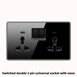 ELEGAN UK Socket Black 16A/20A/45A Full Glass Wall Switch USB type-c Tempered Crystal Panel Electrical Outlet Home Improvement