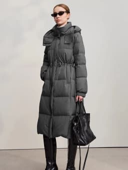 AMII Down Jacket 2025 Winter New Casual Warm Solid Color Hooded Straight Long Down Coat Zipper Long Sleeves Women's Top 12544149