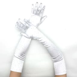 Women 55cm Satin Flash Drill Shiny Long Gloves Retro Campus Dance Party Wedding Bride Stage Performance Opera