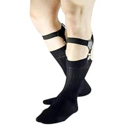A Pair Men's Black Sock Garters Belt Adjustable Elastic Sock Suspenders Braces Holders Non-slip Duck-Mouth Clips Hold Up