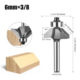 1pc 6mm 12mm Shank 45 Degree Bevel Router Bit Woodworking Milling Router Bit Trimming Machine Carving Router Bit