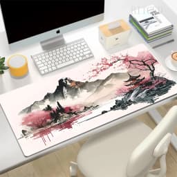 XXL Large Desk Mat Japanese Style Gaming Mouse Pad Pink Sakura Mousepads Black White Torii Art Mouse Mats Rugs for Laptop Gamer