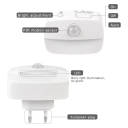 Motion Sensor LED Night Light AC 85-265V EU US Socket PIR Human Induction Lamp 3 Modes Plug In Wall Lamp For Bedroom Hallway