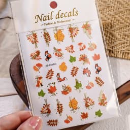 5D Embossed Jelly Maple Leaf Nail Art Sticker Gold Red Autumn Maple Leaves Nail Decals Self-Adhesive Fall Leaf Nail Art Sliders