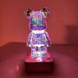 LED Night Light 3D Fireworks Bear Projection Colorful USB Atmosphere Dimming Living Decorative Decor Room Glass Fireworks