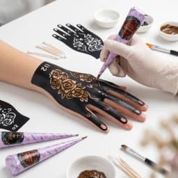 Pattern Tattoo Stencils for Women Hollow Henna Flower Tattoo Stencils for Hand Fingers Reusable Tattoo Templates Tattoo Tools
