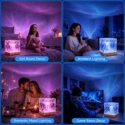 PZSUNLY New RGB 16 Colors Ocean Wave & Aurora Projection Night Light Remote Control USB Rechargeable Table Lamp Bedroom Home Decor Birthday Gift for Kids Adults