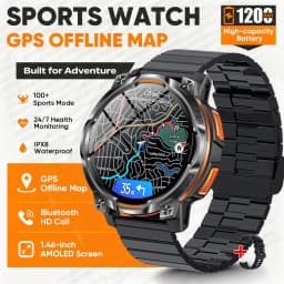 Men Military Built-in GPS Smart Watch Offline Map Navigation 1200mAh Battery Altimeter Compass Sports Watch For iOS Android 2026