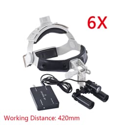 DEASIN Dental Magnifier 5X / 6X Binocular Kepler Loupes Headband Adjustable with LED Headlight 5W Dentist Surgical Headlamp Tool