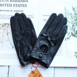 Women's Summer Full Finger Leather Gloves Breathable Single-Layer Sheepskin Fashionable Short Motorcycle Riding Gloves
