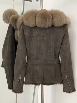 OFTBUY New Autumn Winter Real Fox Fur Collar Clothes Female Belt Suede Jacket Women Thick Warm Natural Rabbit Fur Lining Coat