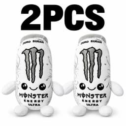 Black White m-o-n-s-t-e-r Energy Can Shaped Plush Toy Zero Sugar Theme Soft Stuffed Doll Desktop Decor Holiday Gift