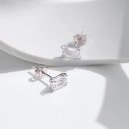 MODIAN 925 Sterling Silver Shinning Clear Cubic Zirconia Stud Earrings For Women Simple Daily Office Wedding Engagement Jewelry
