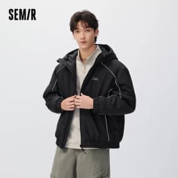 Semir Men Padded Jacket Loose Fit Drawstring Hooded 2026 New Winter Daily Wear Urban Casual Style Cold Weather Layering