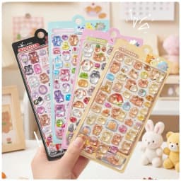 1 pc/4 pcs Cartoon Friend Bear Rabbit Drop 3D Stickers Scrapbook Decor Stationery DIY Journaling Sticker School Office Supplies